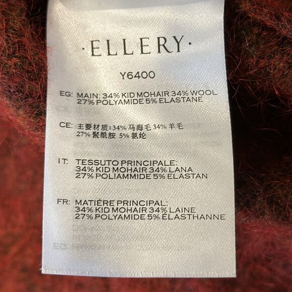 ELLERY Women's Wool Mohair Blend Open Back Sweater Red Brown Size M - Picture 9 of 9